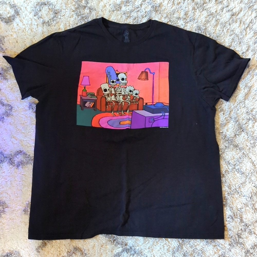 The Simpsons "Skeleton Couch" Tee, Large, Black